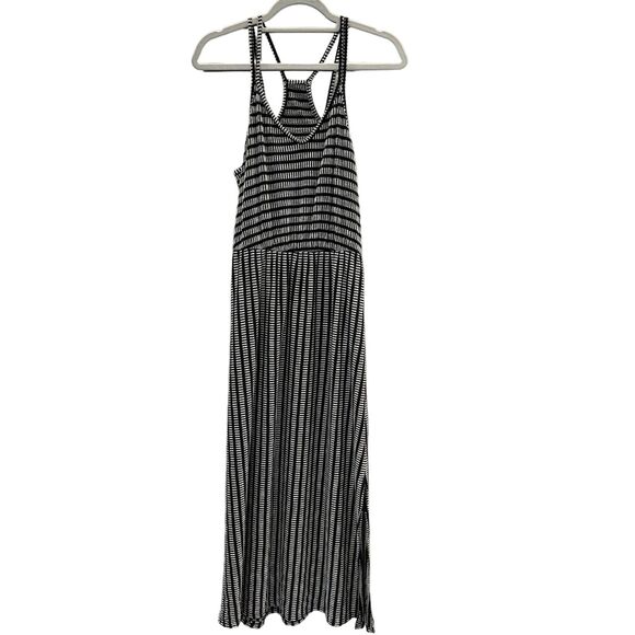 Anthropologie Caution to the Wind Black and White Maxi Dress Racer Back Straps - Picture 1 of 9